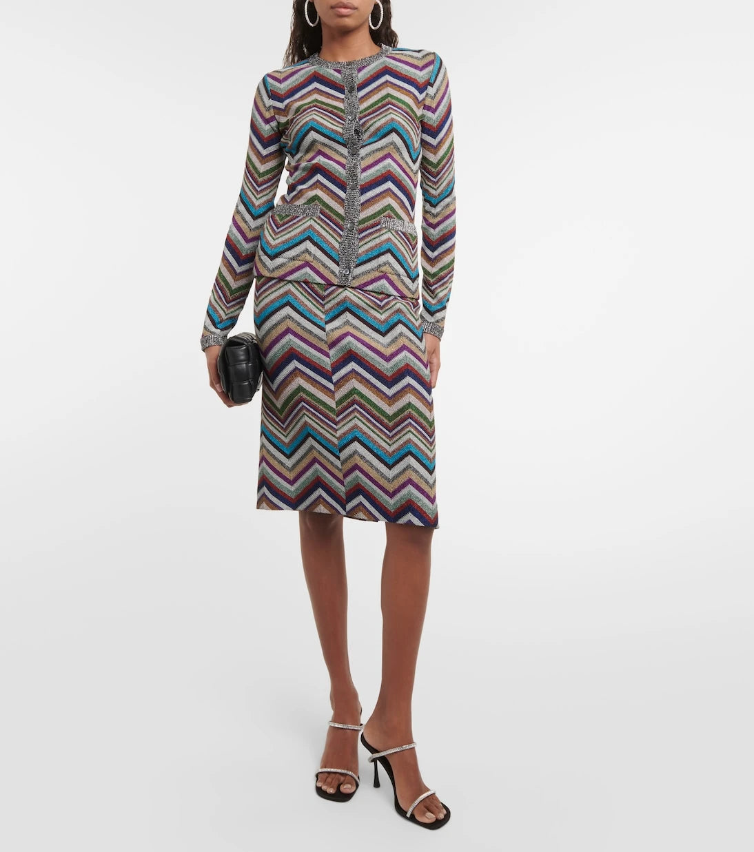 Missoni - تنورة قلم رصاص "زيج زاج" من مزيج الصوف