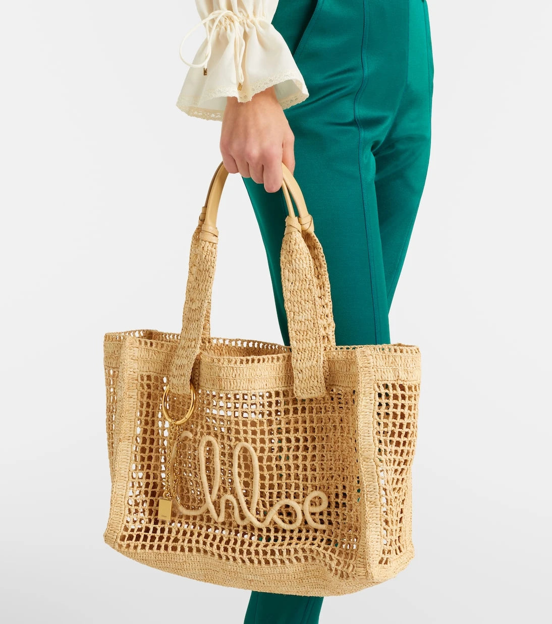 Chloé - Summer Banana East-West raffia tote bag