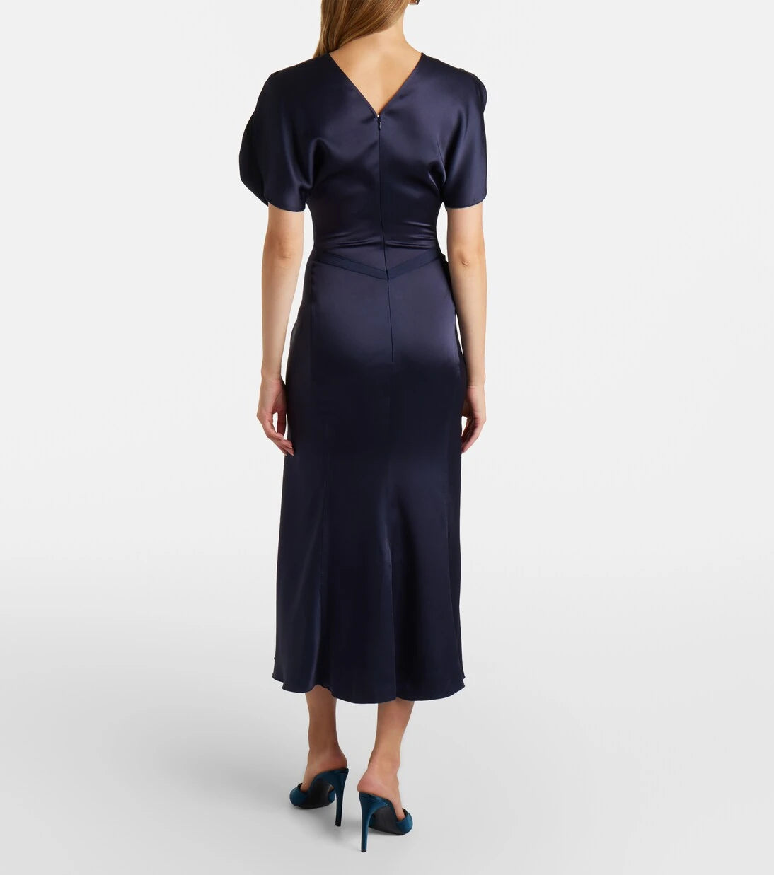 Victoria Beckham - Bela gathered satin midi dress