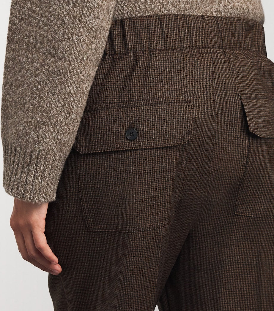 Weekend Max Mara Brown Stretch-Wool Houndstooth Trousers