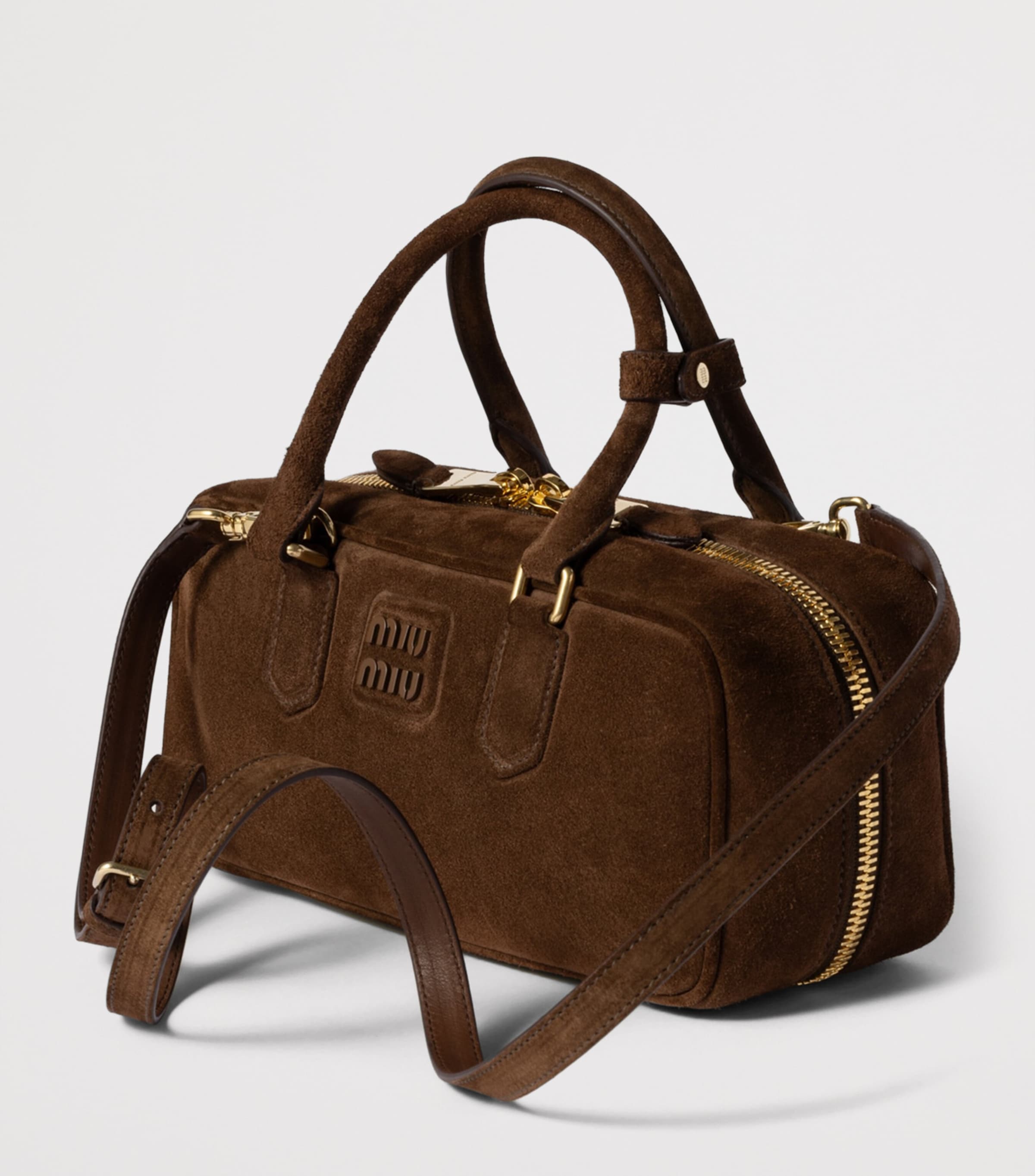 Miu Miu Brown Suede Arcadie Top-Handle Bag