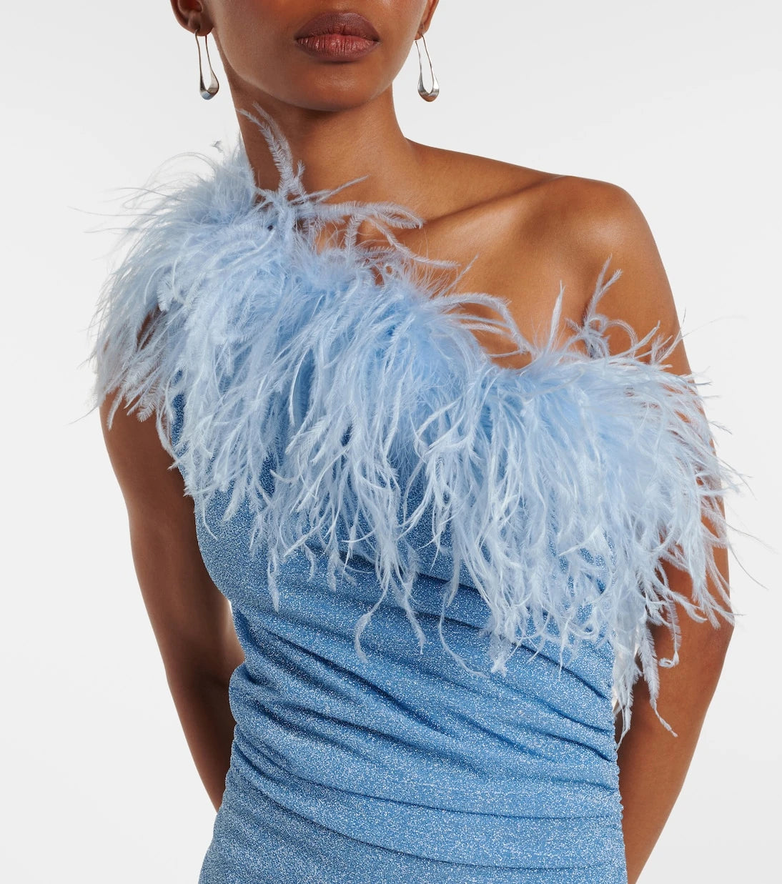 Oséree - Lumière Plumage one-shoulder maxi dress