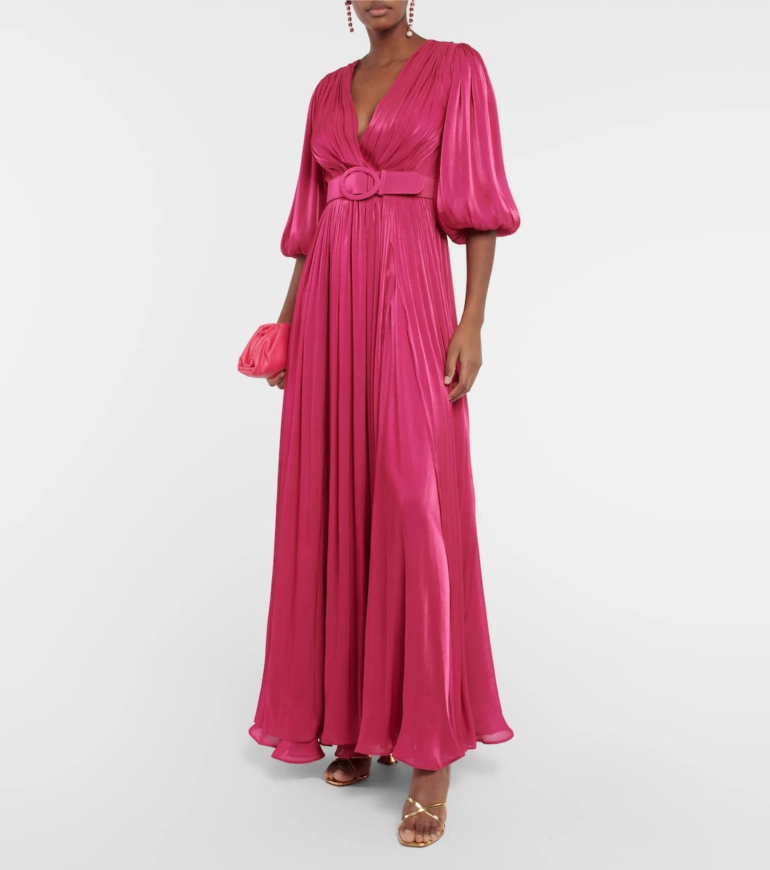 Costarellos - Mira pleated georgette gown