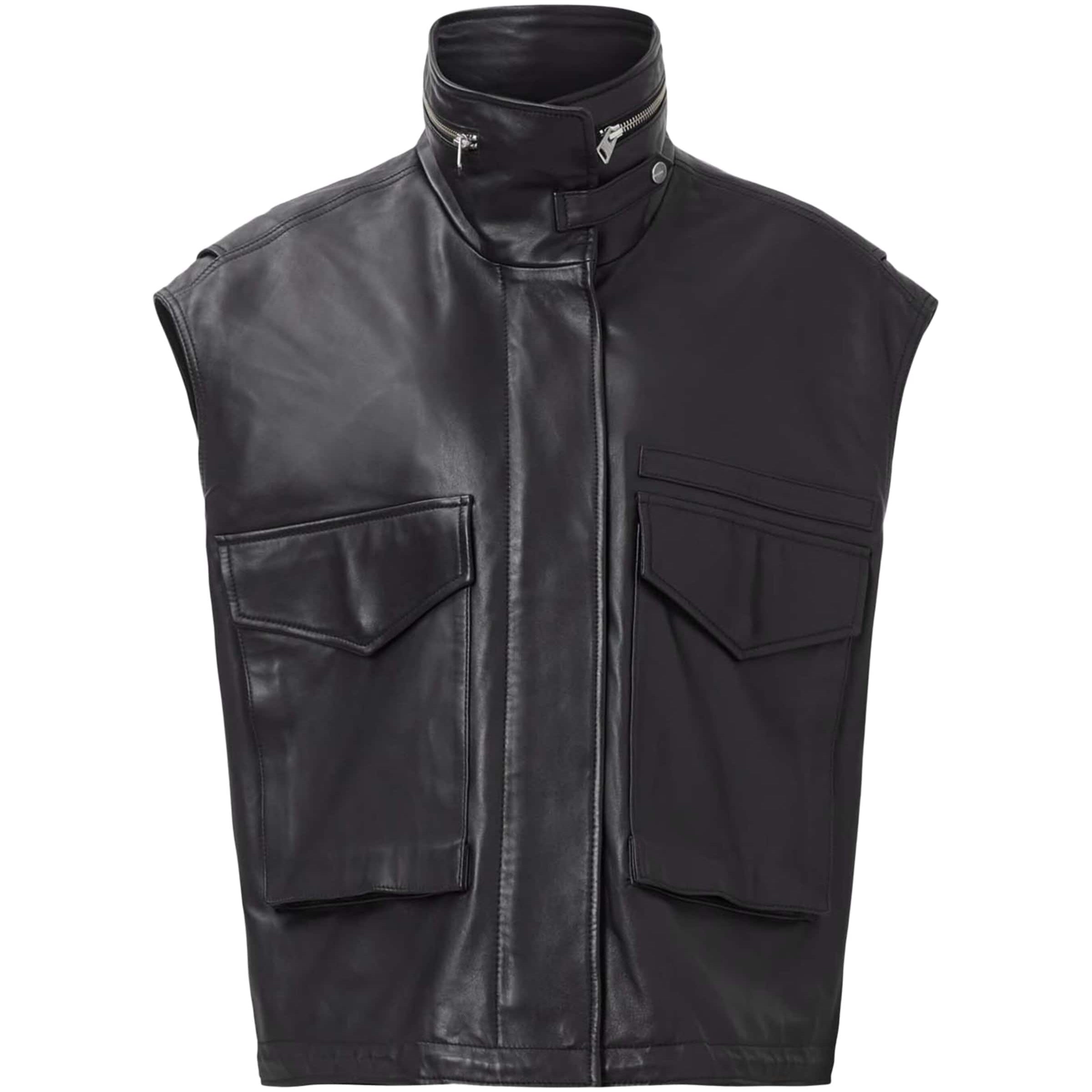 AllSaints Black Lambskin Clay Gilet