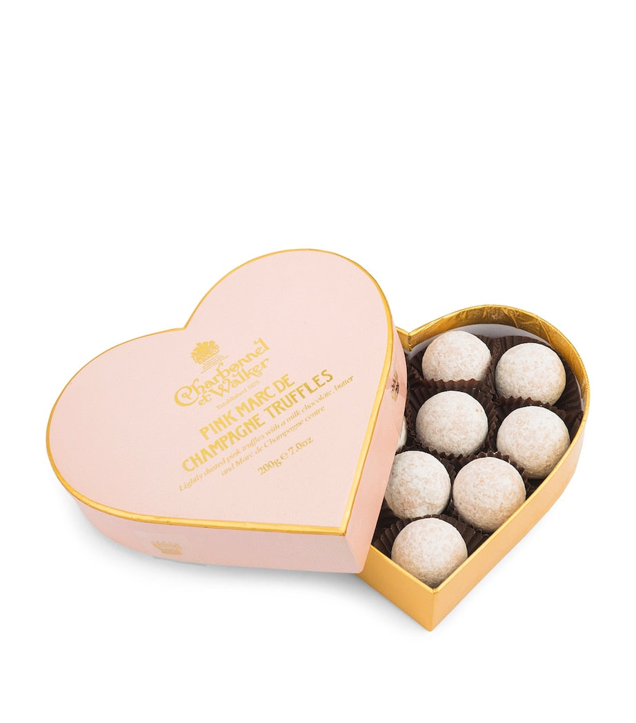 Charbonnel et Walker Pink Marc de Champagne Truffles Pink Heart (200g)
