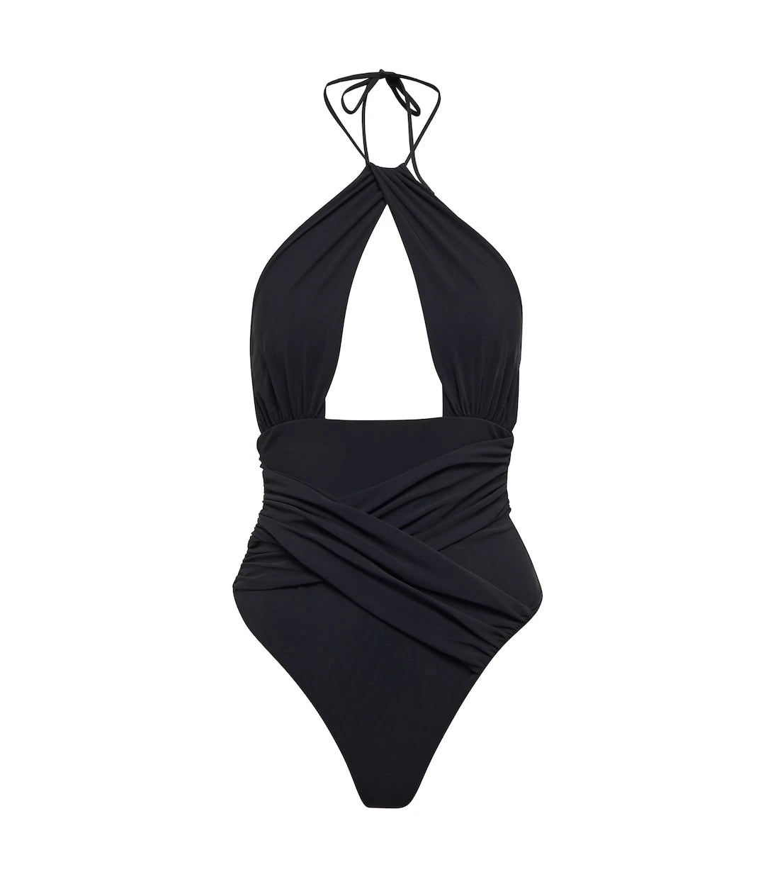 Nensi Dojaka - Cutout ruched halterneck swimsuit