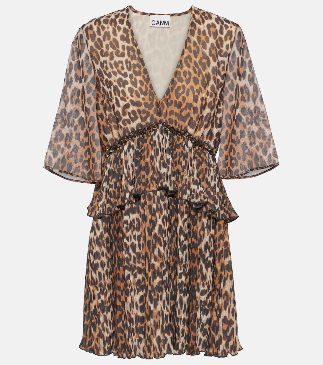 Ganni - Leopard-print georgette minidress