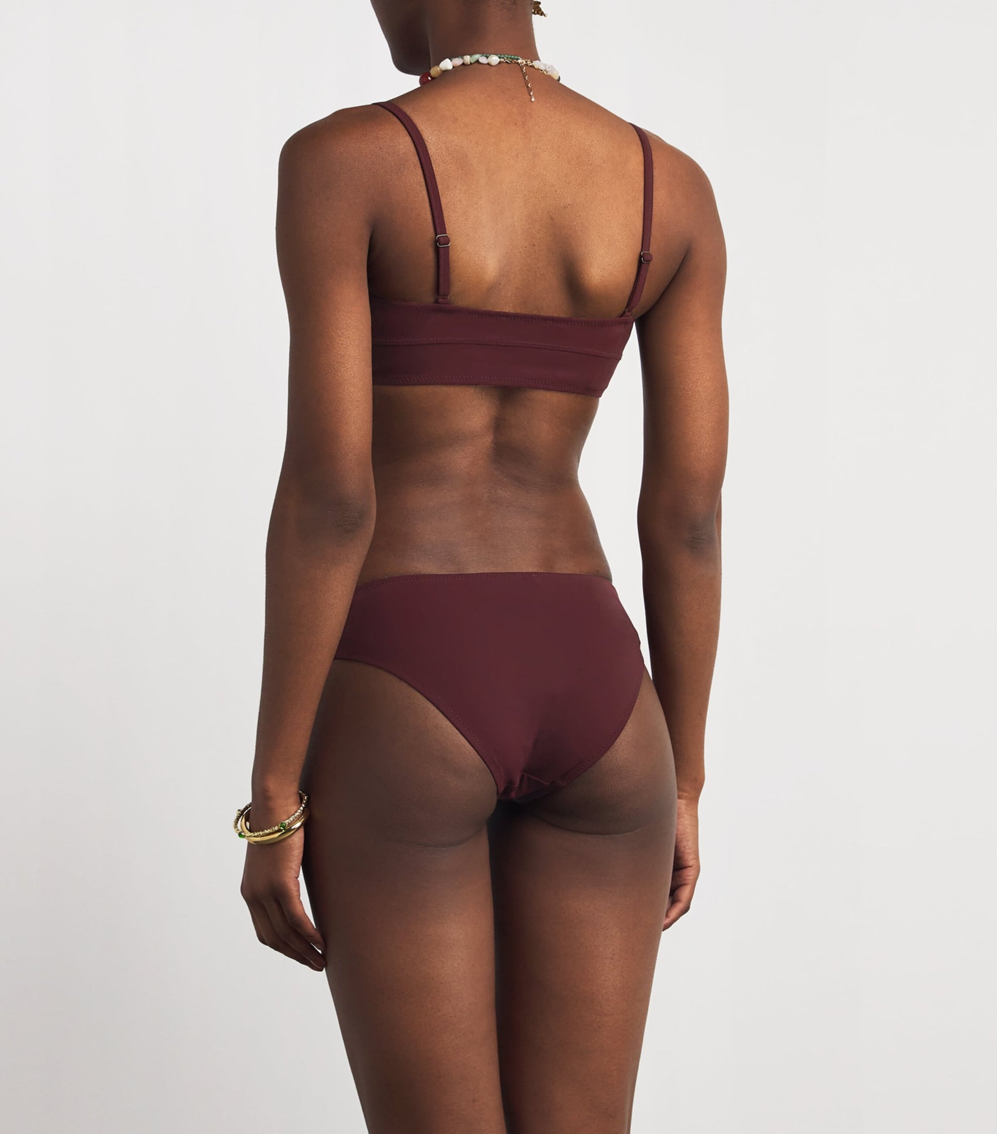 Ulla Johnson Burgundy Dani Mid-Rise Bikini Briefs