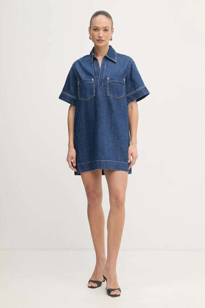 BOSS Orange рокля денимeна C POLO DRESS