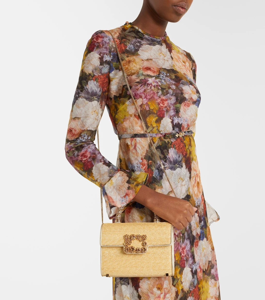 Roger Vivier - Jewel Efflorescence Mini straw tote bag