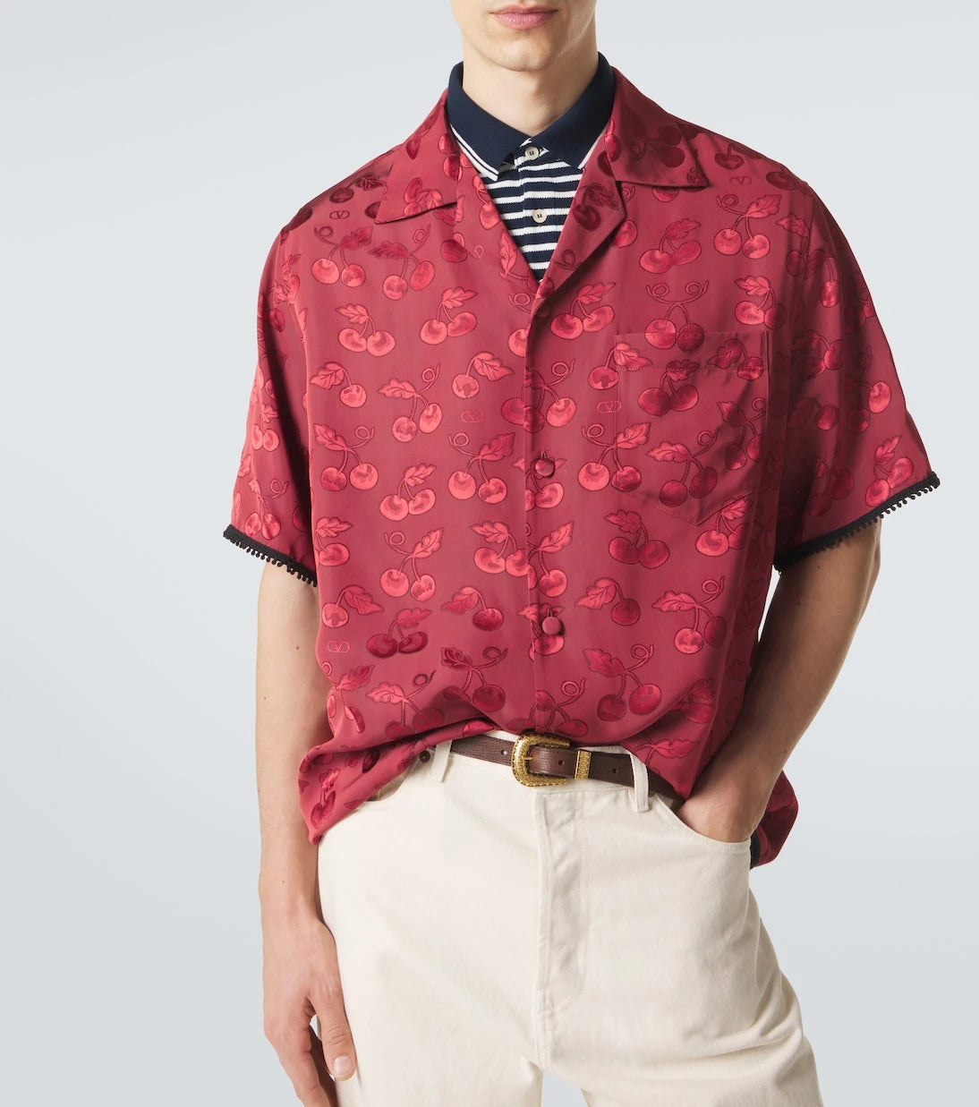 Valentino - Cherryfic jacquard bowling shirt