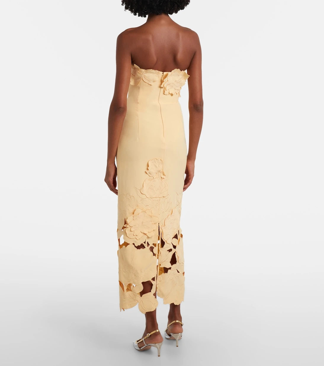 Leo Lin - Rayna floral-appliqué strapless midi dress