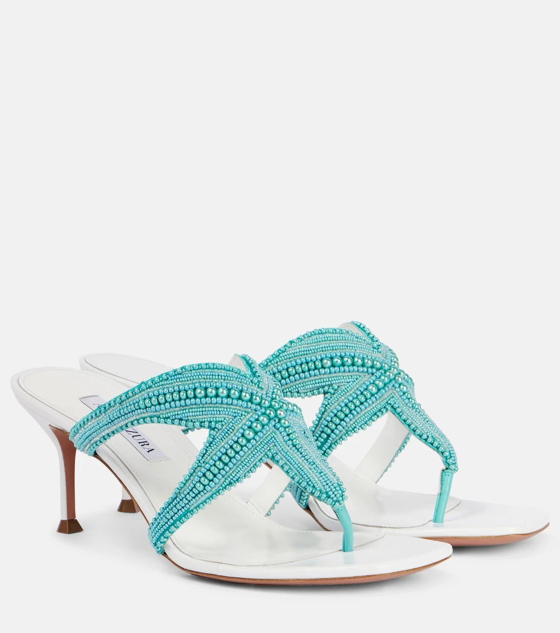 Aquazzura - صنادل ريف ستار 65 الجلدية ذات الحزام بين الأصابع