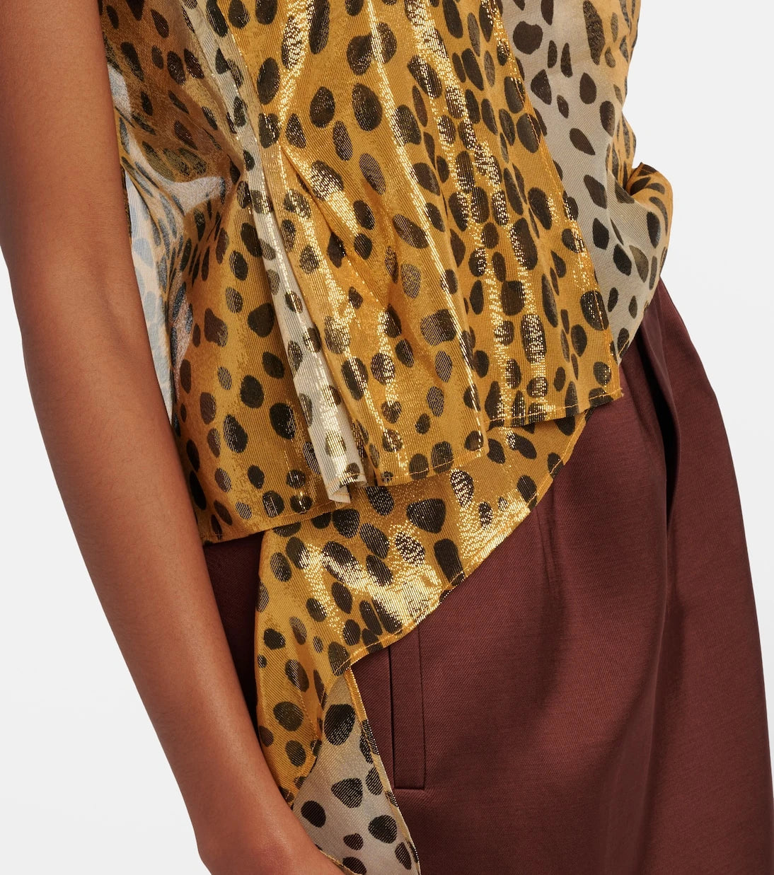 Jacques Wei - Silk-blend lamé top
