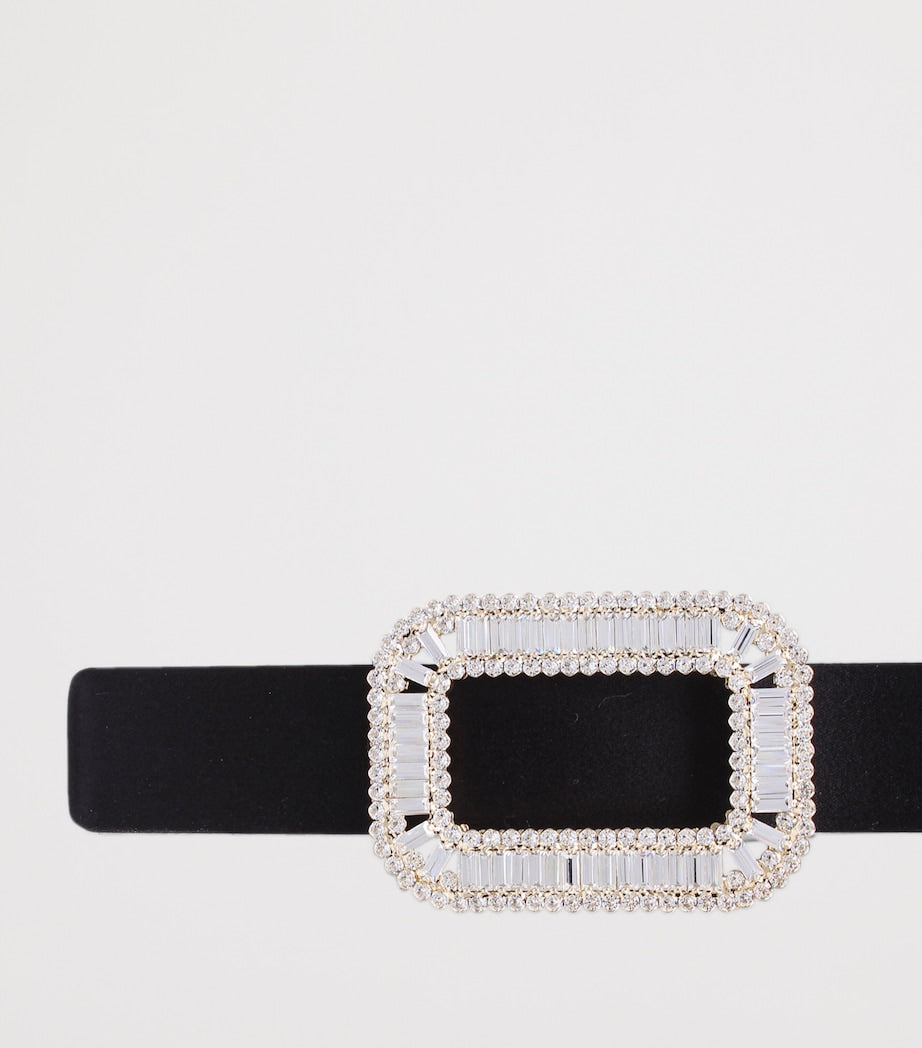 Roger Vivier Black Satin Pilgrim Belt