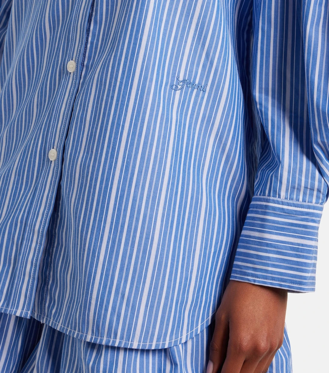 Ganni - Striped oversized cotton poplin shirt