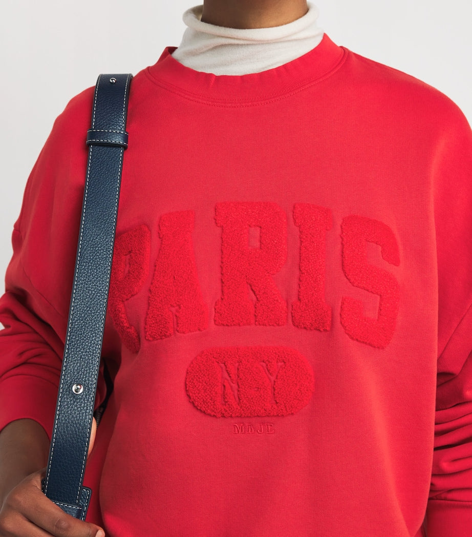 Red Cotton Paris Graphic Sweatshirt