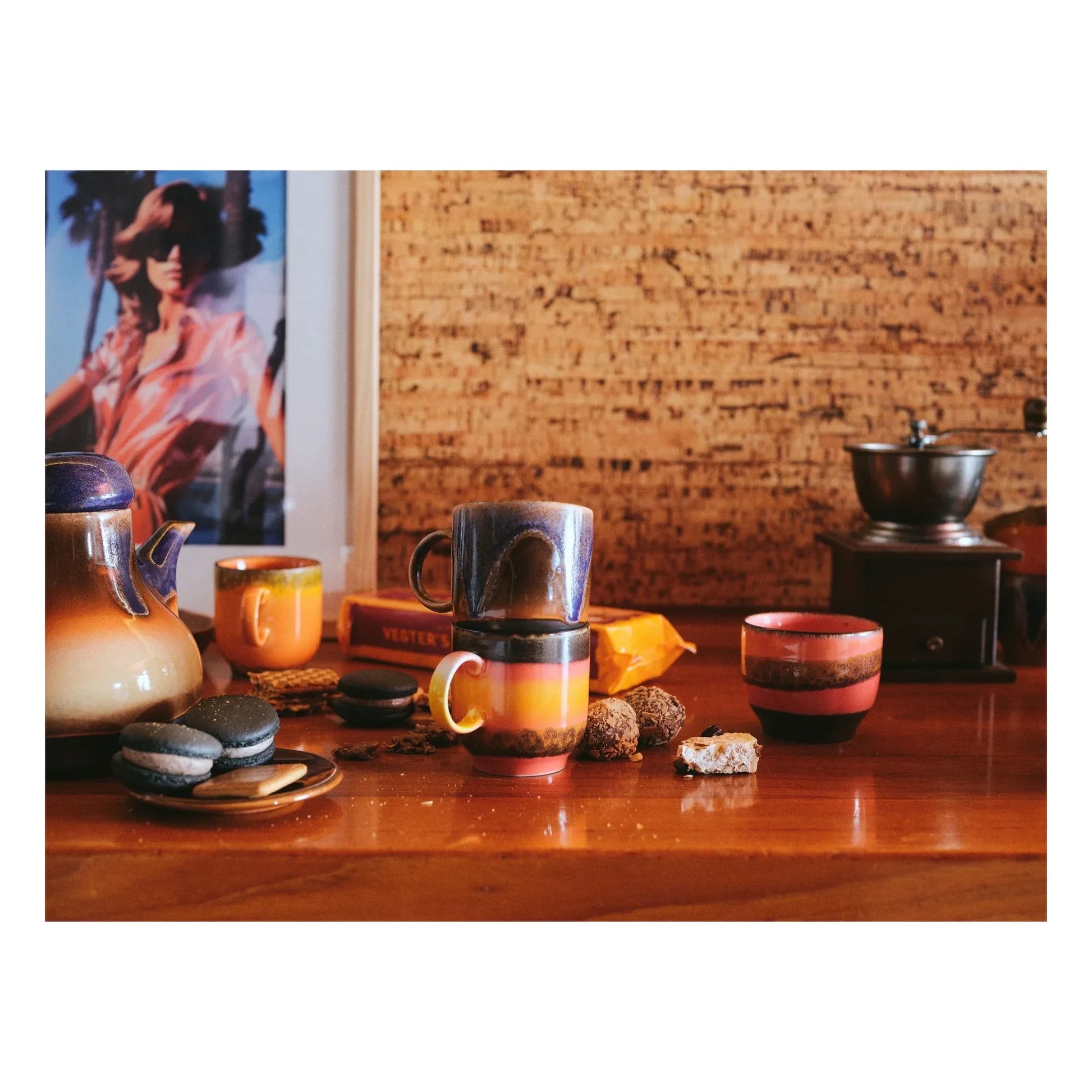 HKliving - Java coffee cups - 70s Ceramics - Set of 4