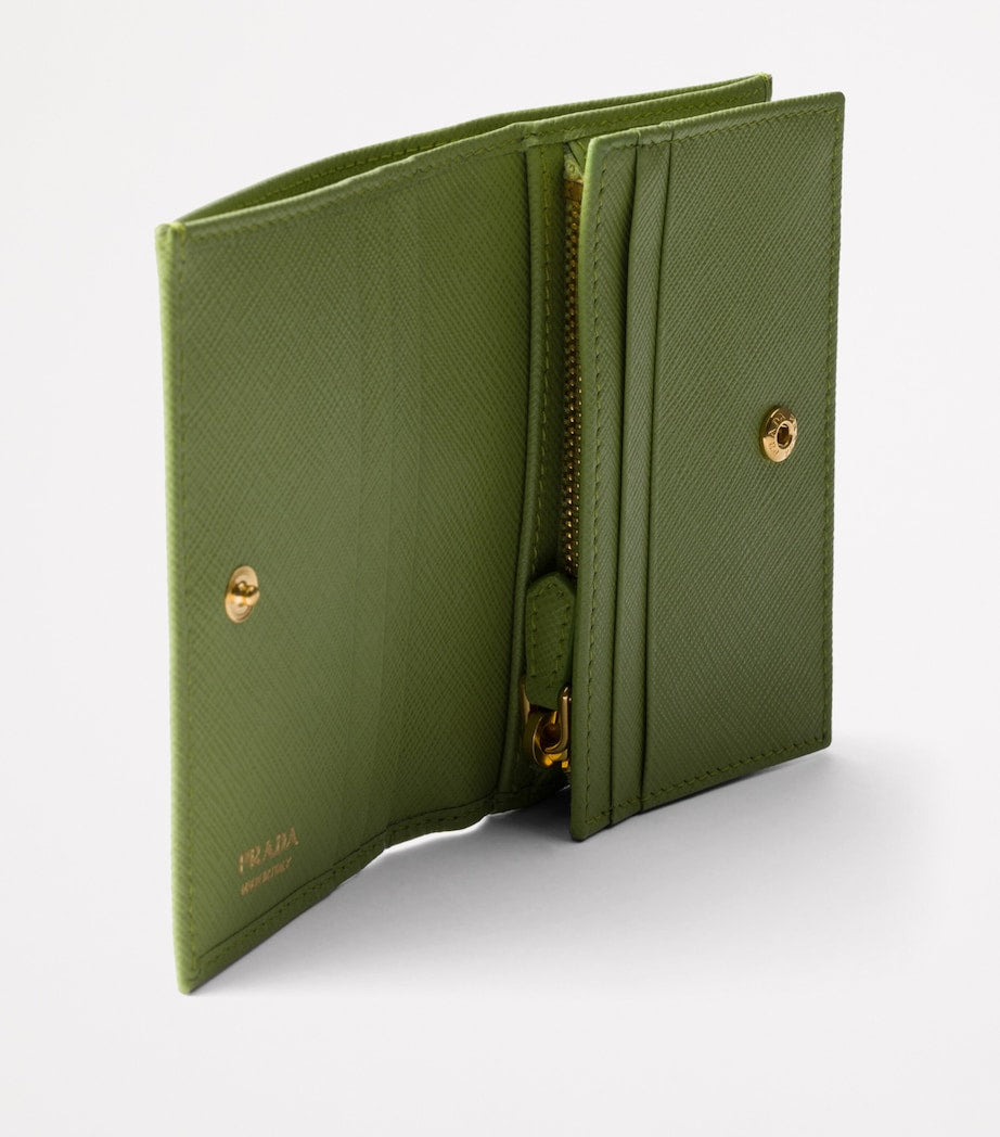 Prada Green Small Saffiano Leather Bifold Wallet