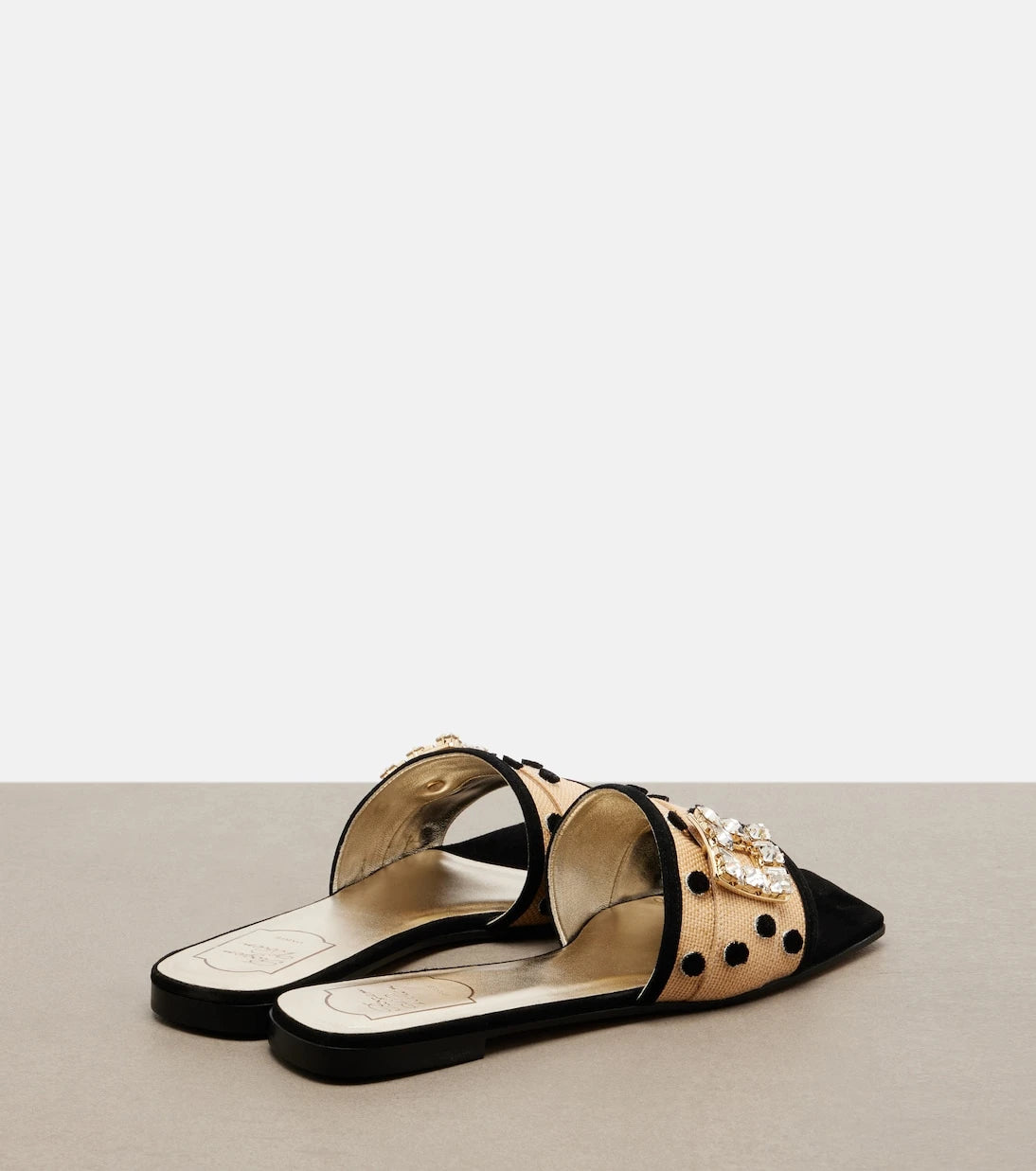Roger Vivier - Très Vivier polka-dot suede-trimmed slides