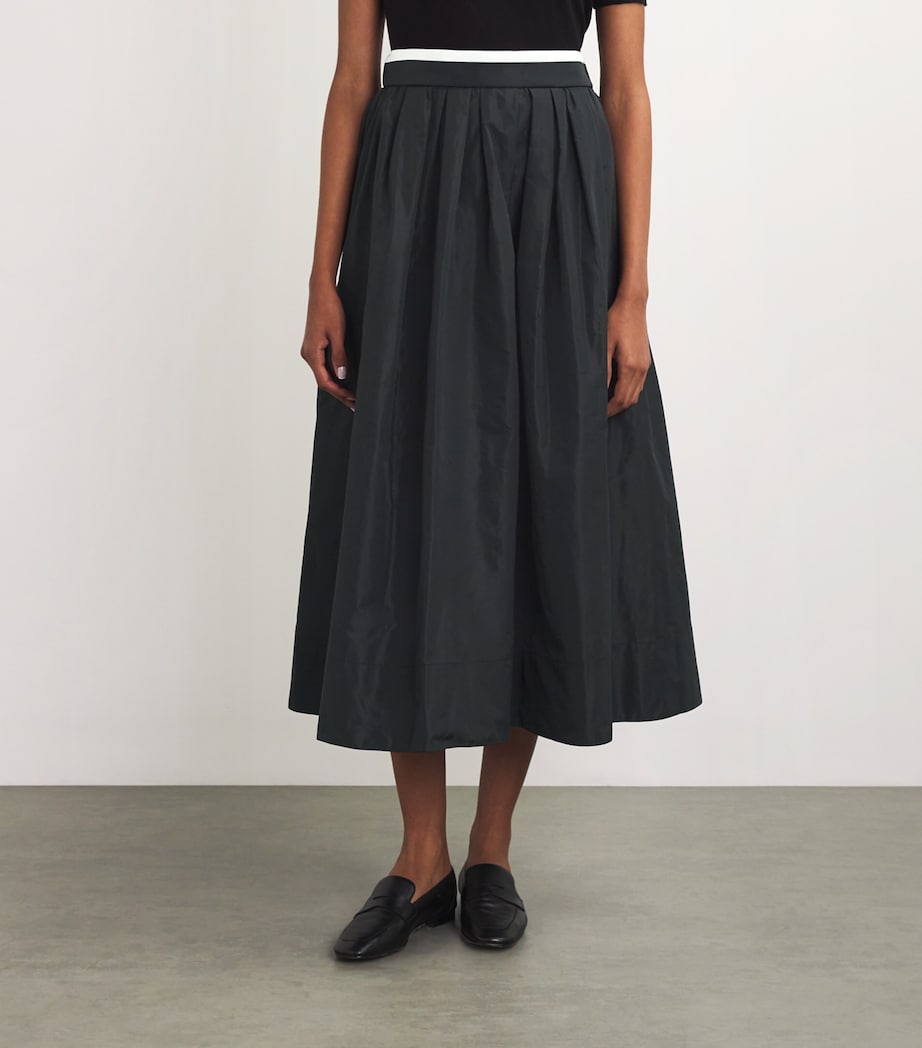 Black Pleated Midi Skirt