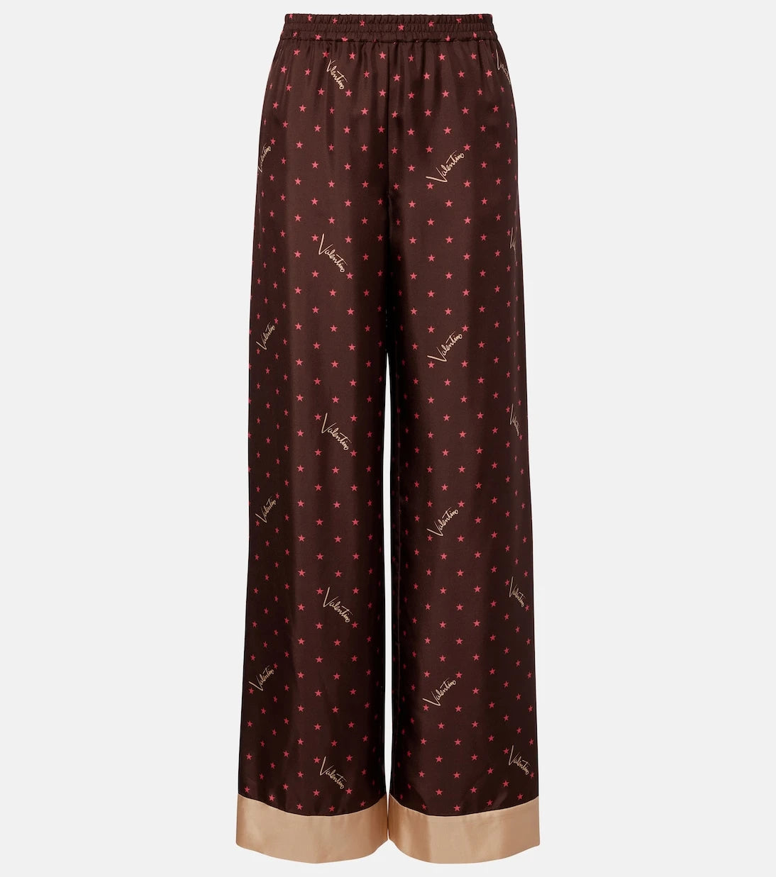 Valentino - Printed silk twill palazzo pants