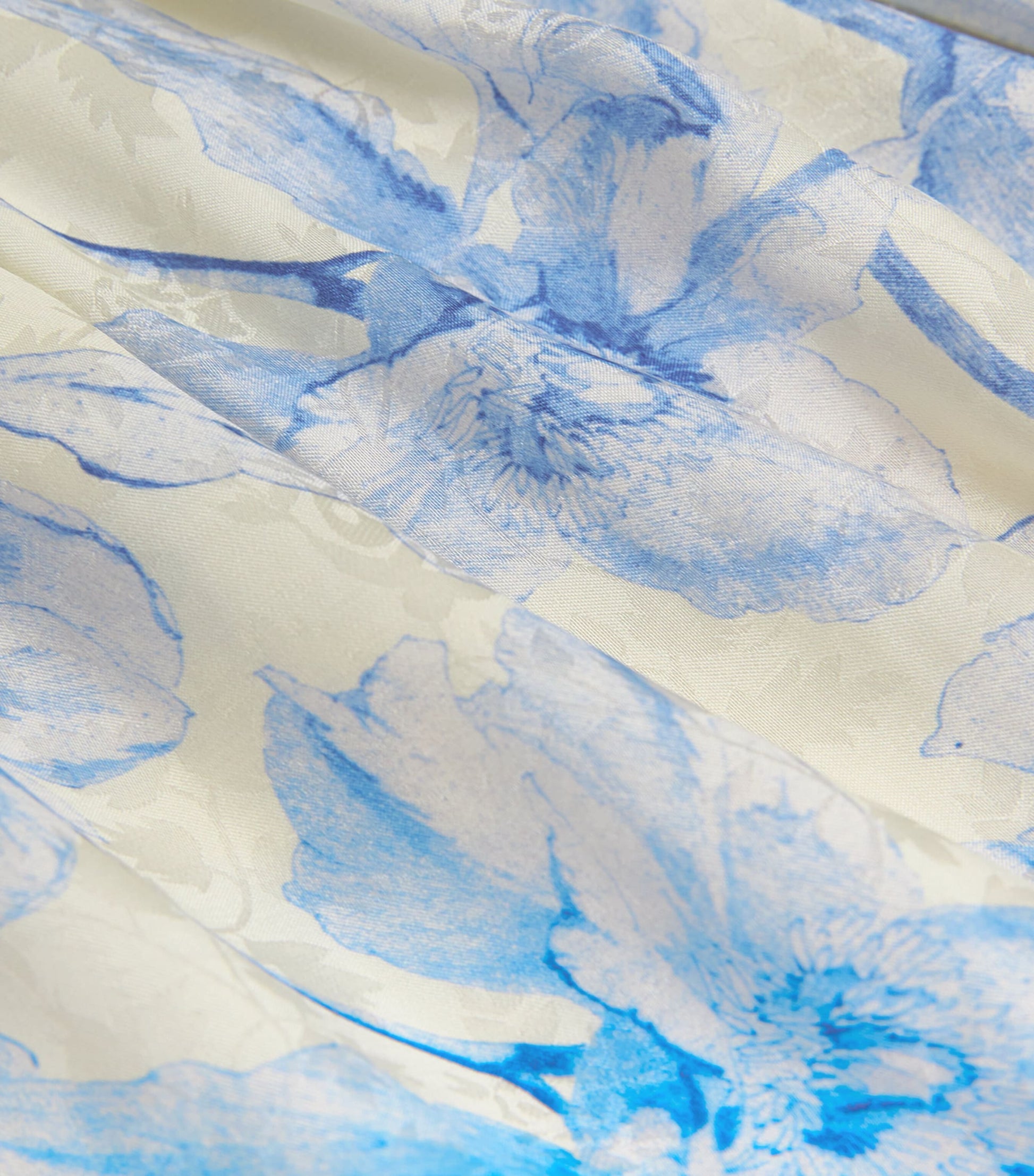 Satin Floral Midi Dress BLUE FLOWER PRINT