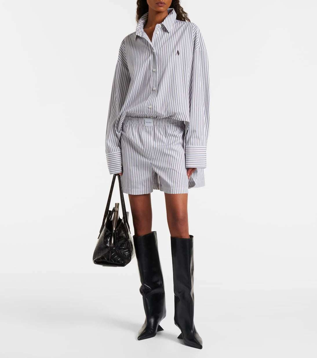 The Attico - Striped cotton shorts
