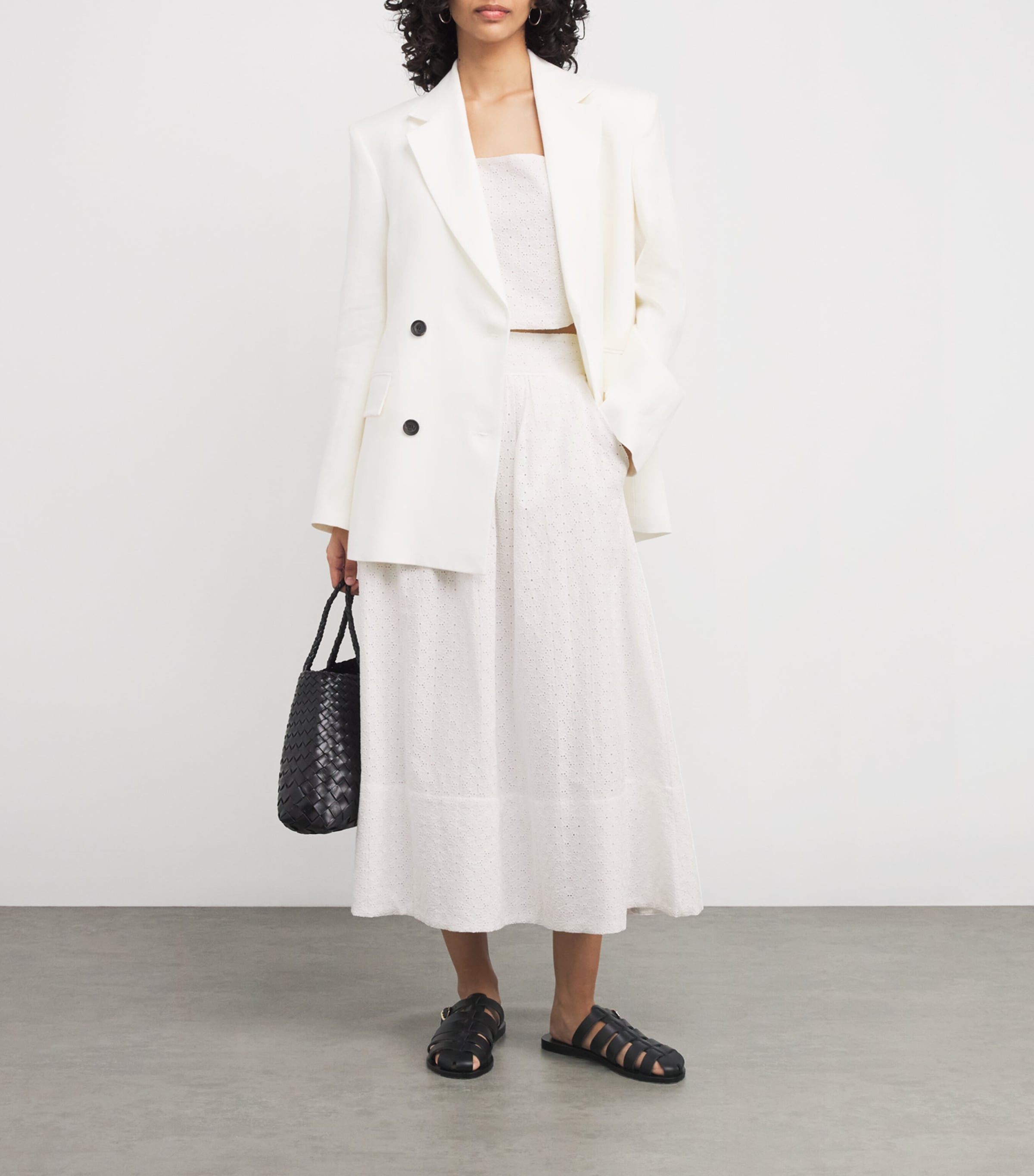 White Cotton Ojai Midi Skirt