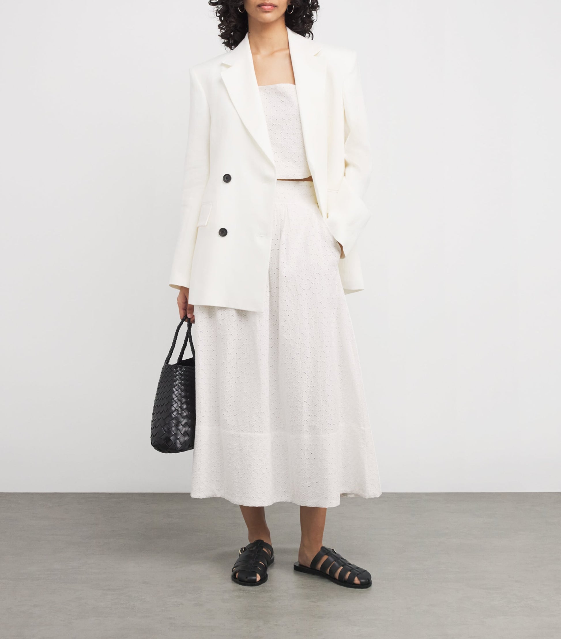 White Cotton Ojai Midi Skirt