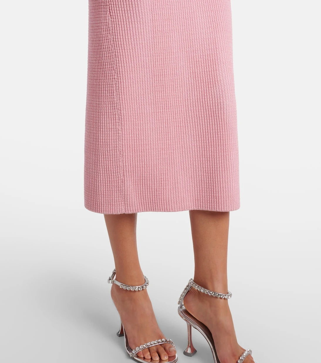 Self-Portrait - Waffle-knit peplum midi dress