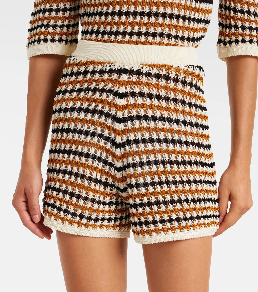 Eres - Disco open-knit cotton-blend shorts
