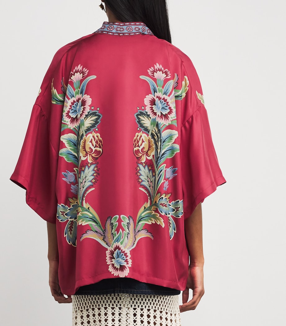 Etro Multi Silk Floral Print Short Robe