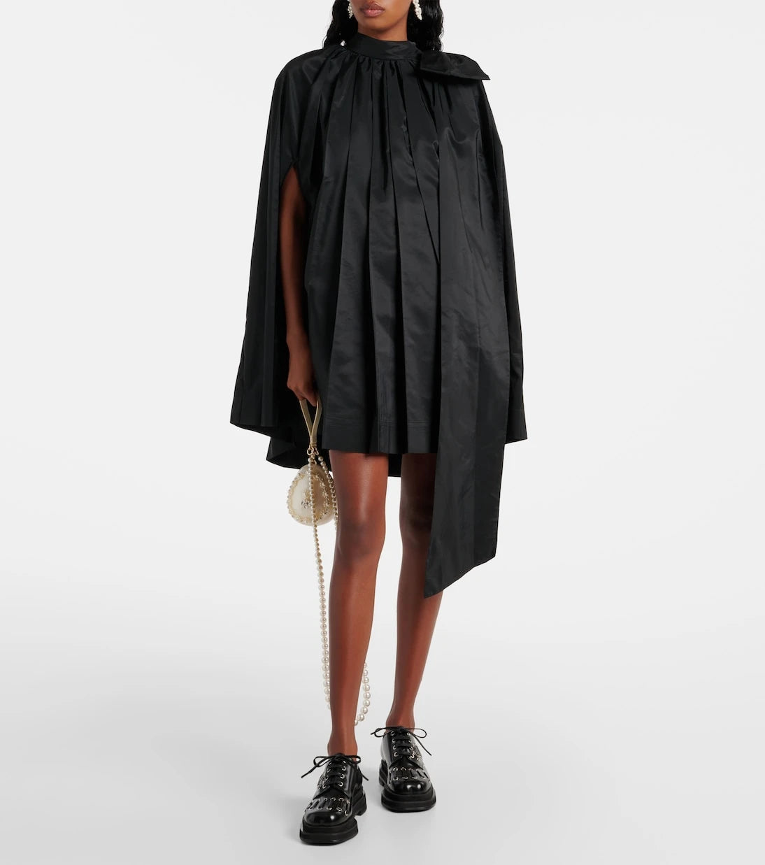 Simone Rocha - Caped pleated taffeta minidress