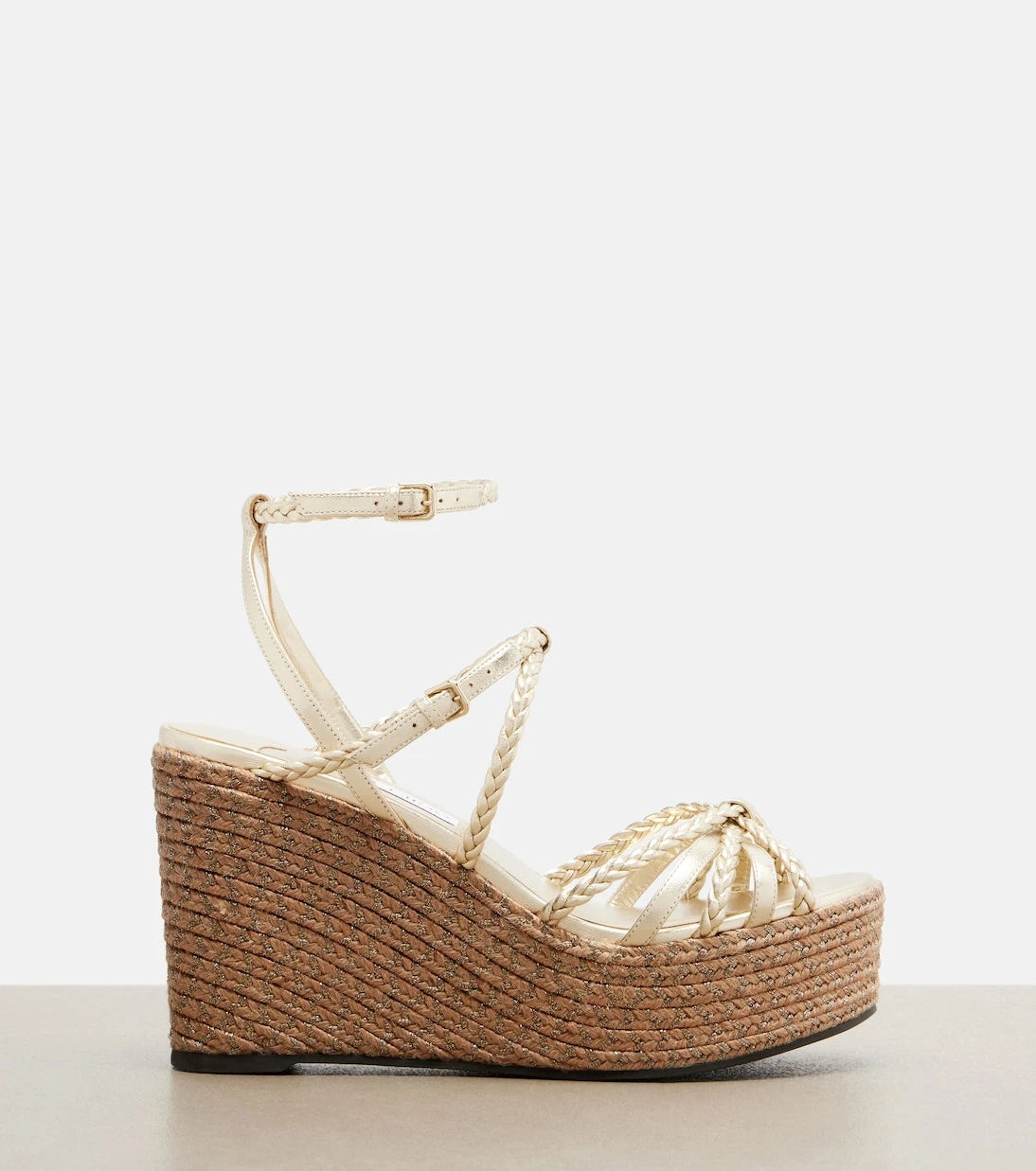 Jimmy Choo - Nyra braided leather espadrille wedges