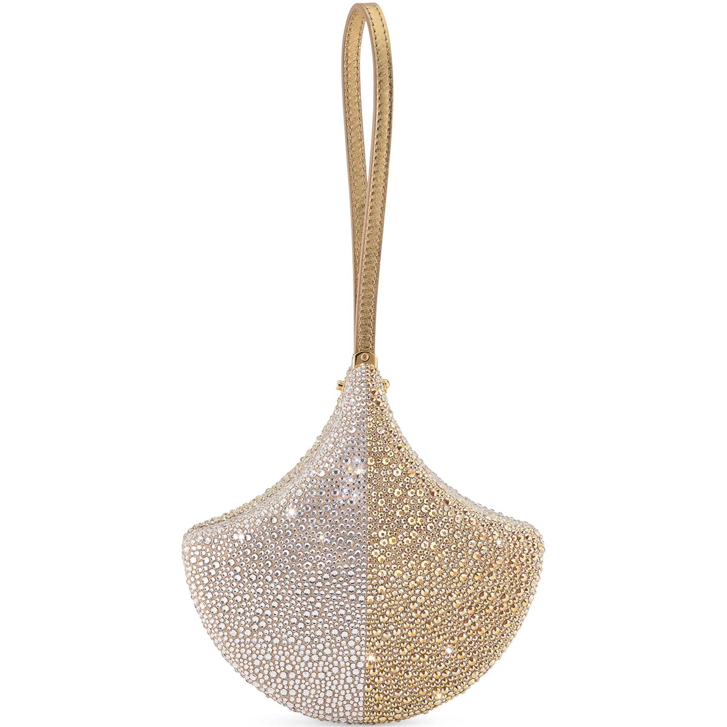 Crystal-Embellished Ginkgo Clutch Bag BEIGE MEDIUM