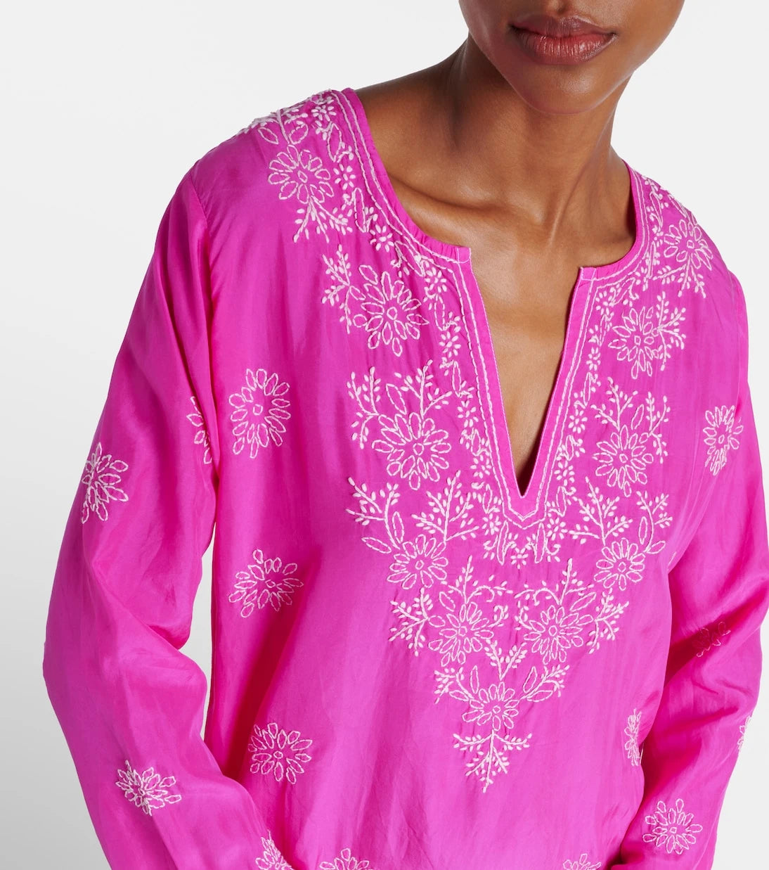Juliet Dunn - Embroidered ombré silk kaftan