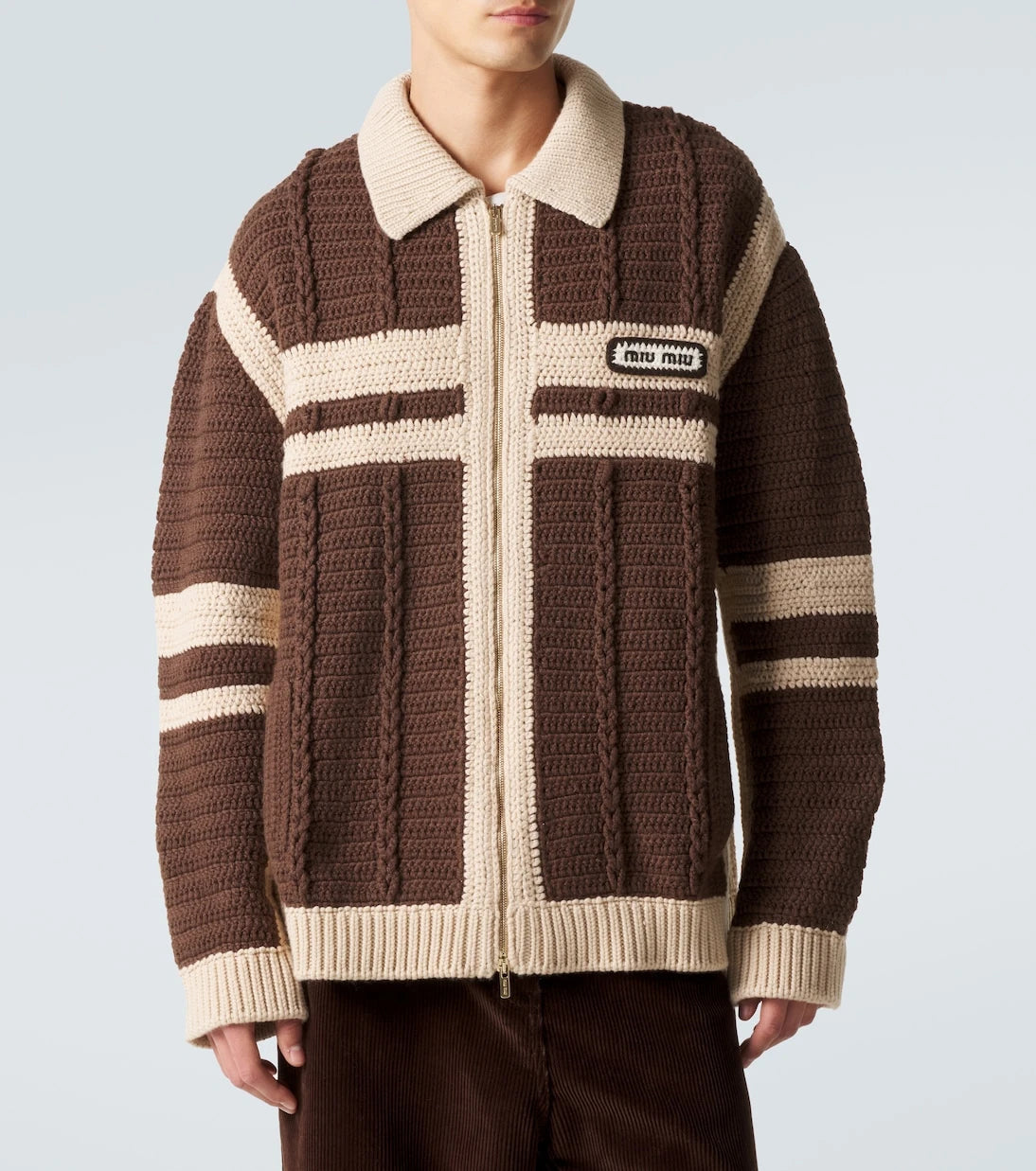 Miu Miu - Cable-knit cashmere zip-up sweater