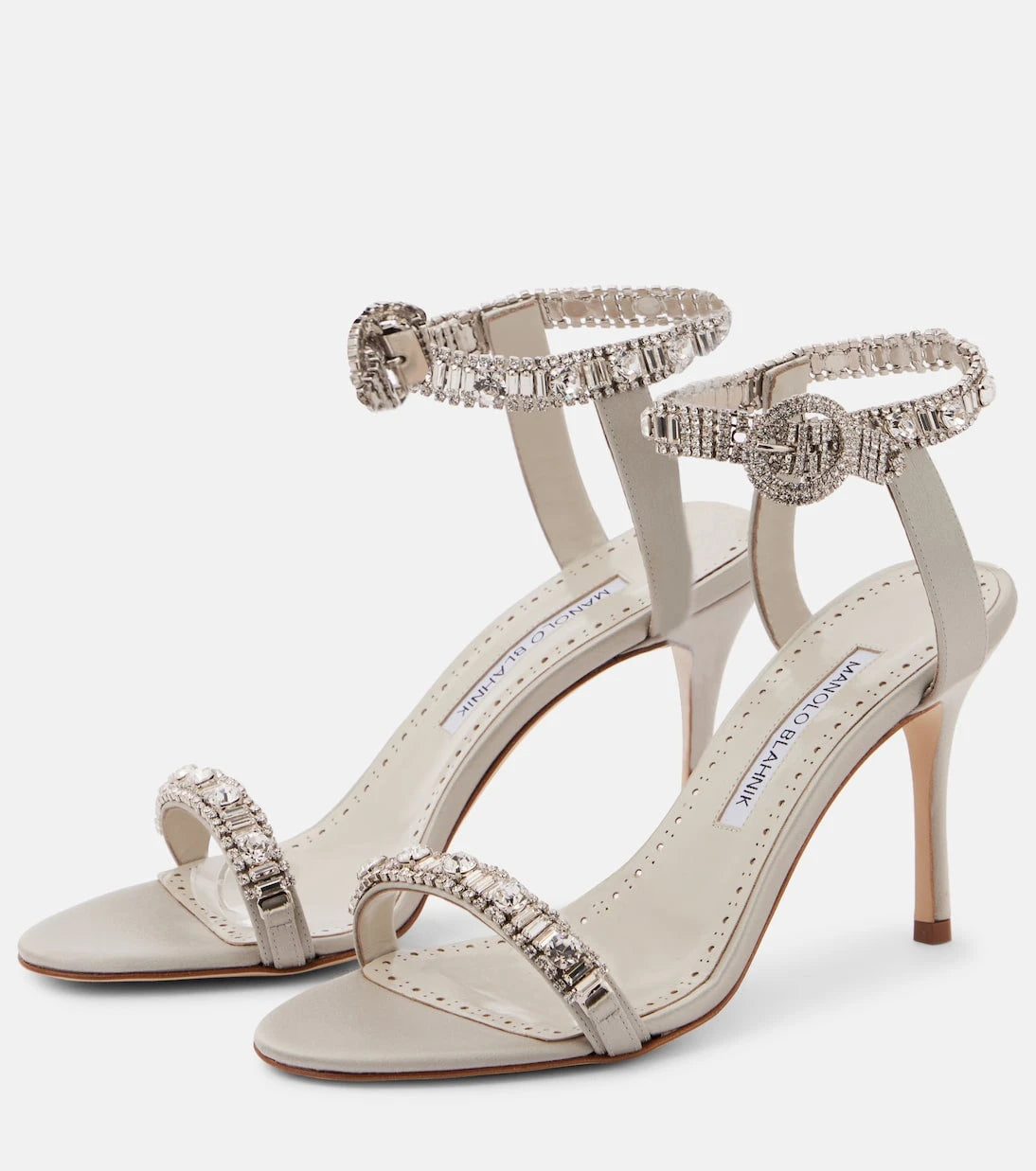 Manolo Blahnik - Asa 90 embellished satin sandals