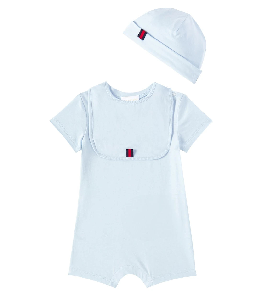 Gucci Kids - Baby cotton playsuit, bib, and hat set