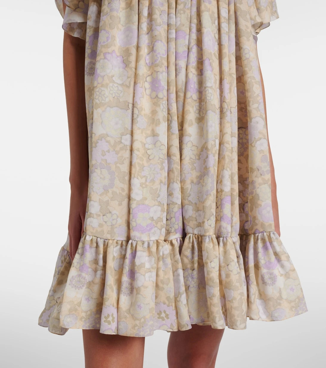 Chloé - Floral ruffled silk charmeuse minidress
