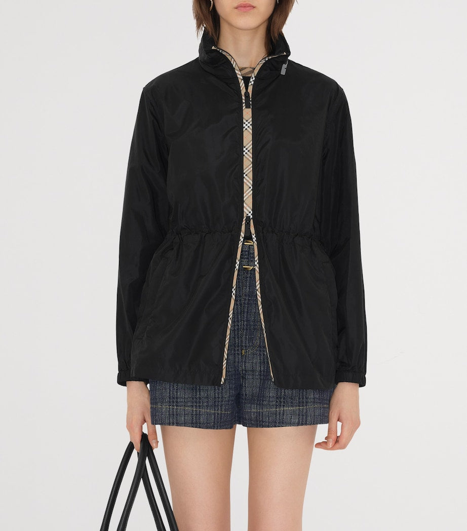 Burberry Black Technical Adaptable Check-Trim Parka