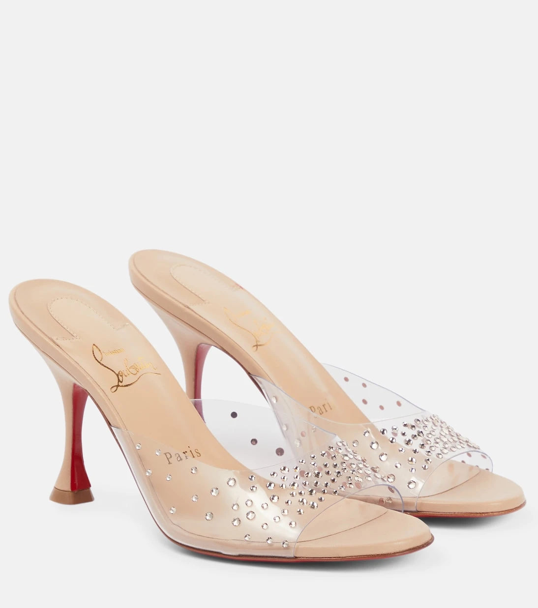 Christian Louboutin - حذاء ميول Nudes Degramule مزين بالترتر