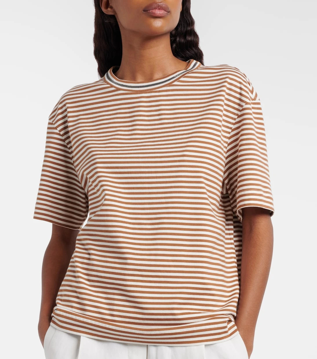 Brunello Cucinelli - Striped oversized cotton jersey T-shirt