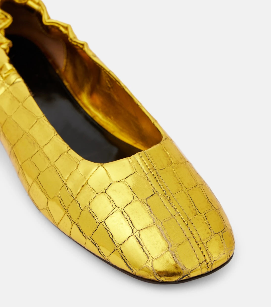 Dries Van Noten - Croc-effect metallic leather ballet flats