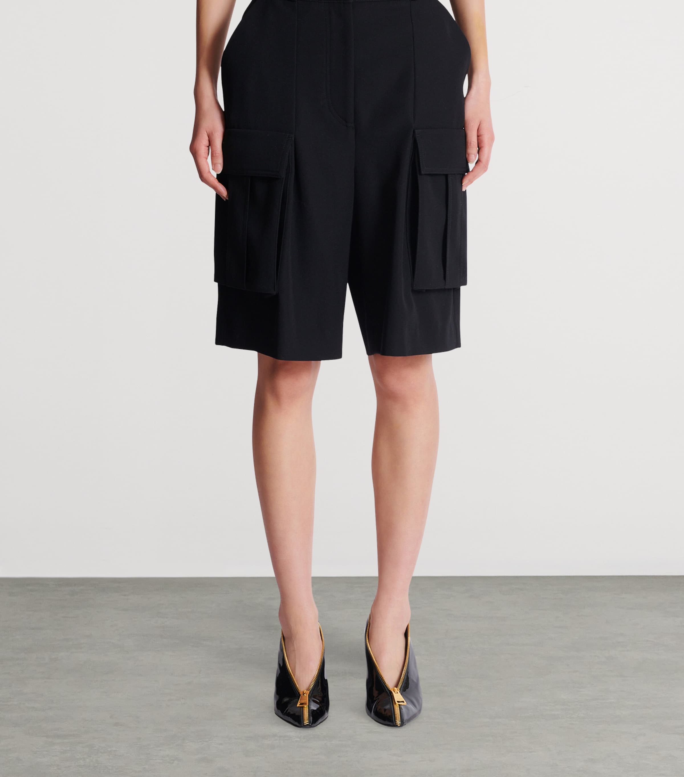 Balmain Black Wool Bermuda Shorts