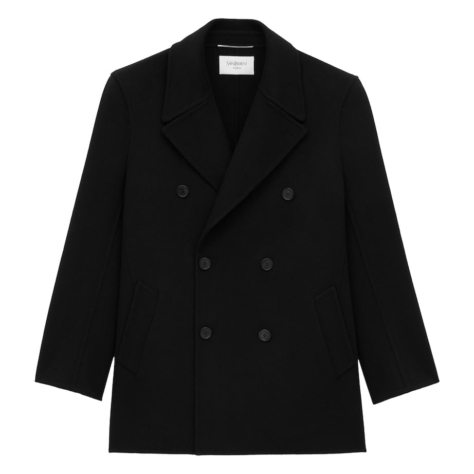 Saint Laurent Black Wool Double-Breasted Peacoat