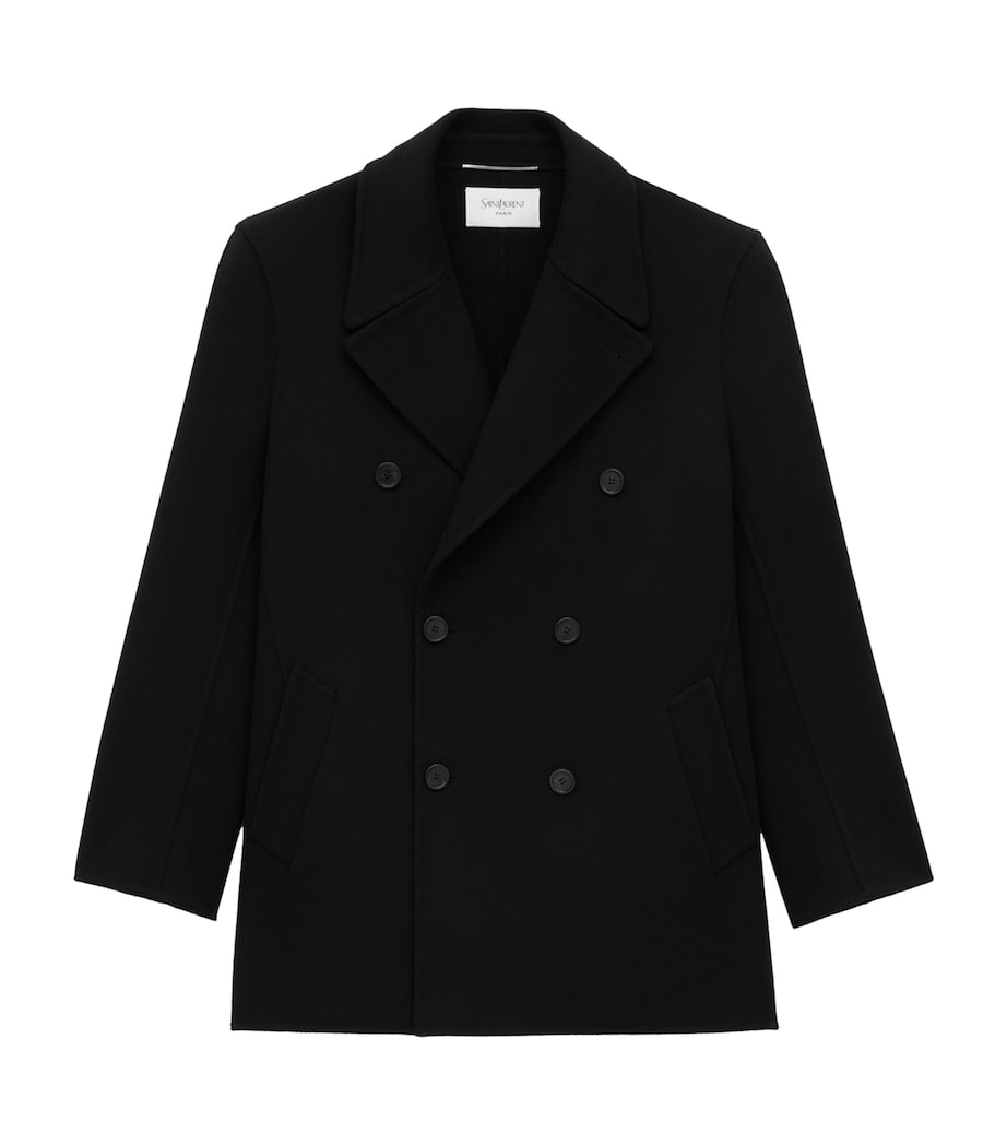 Saint Laurent Black Wool Double-Breasted Peacoat