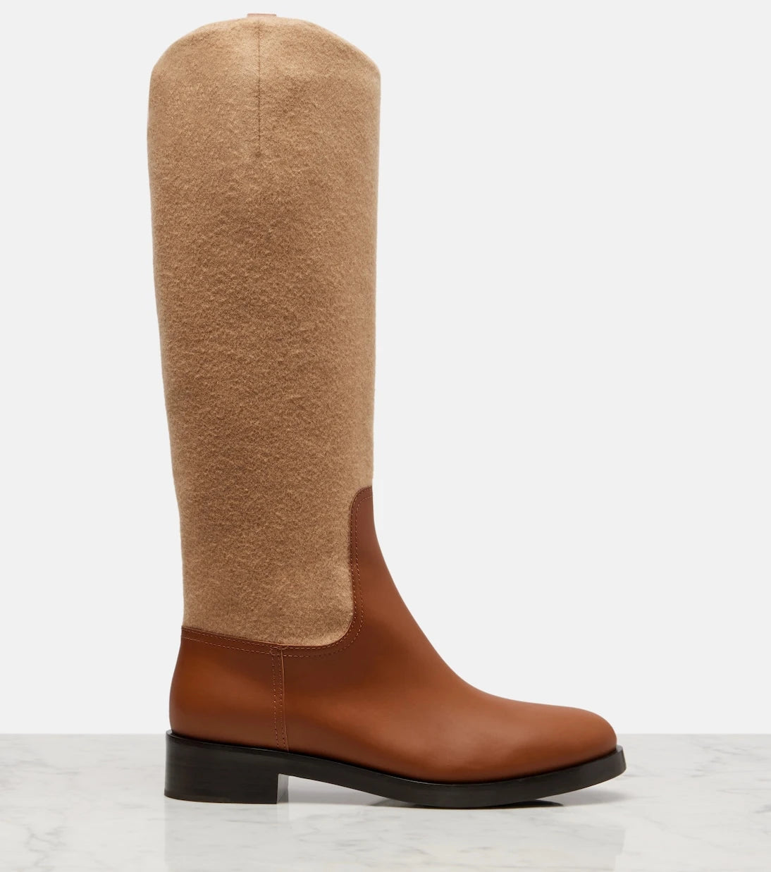 Max Mara - Cavaliere leather and wool knee-high boots