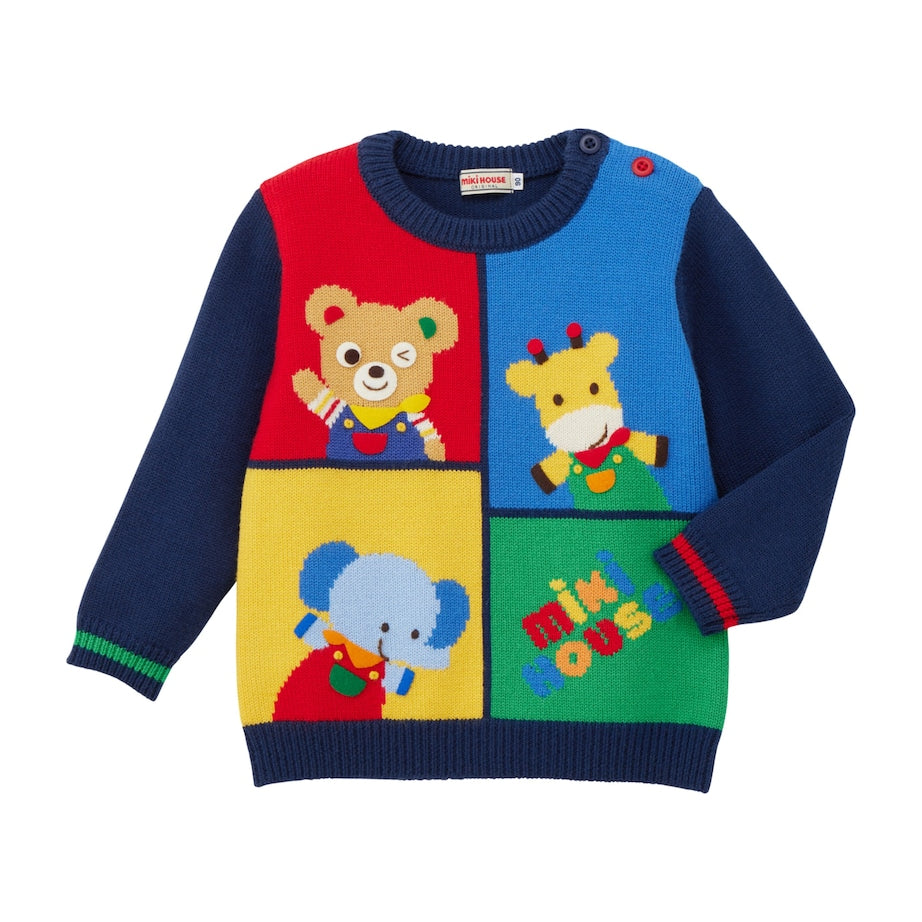 Miki House Wool-Blend Colour-Block Sweater (2-4 Years)